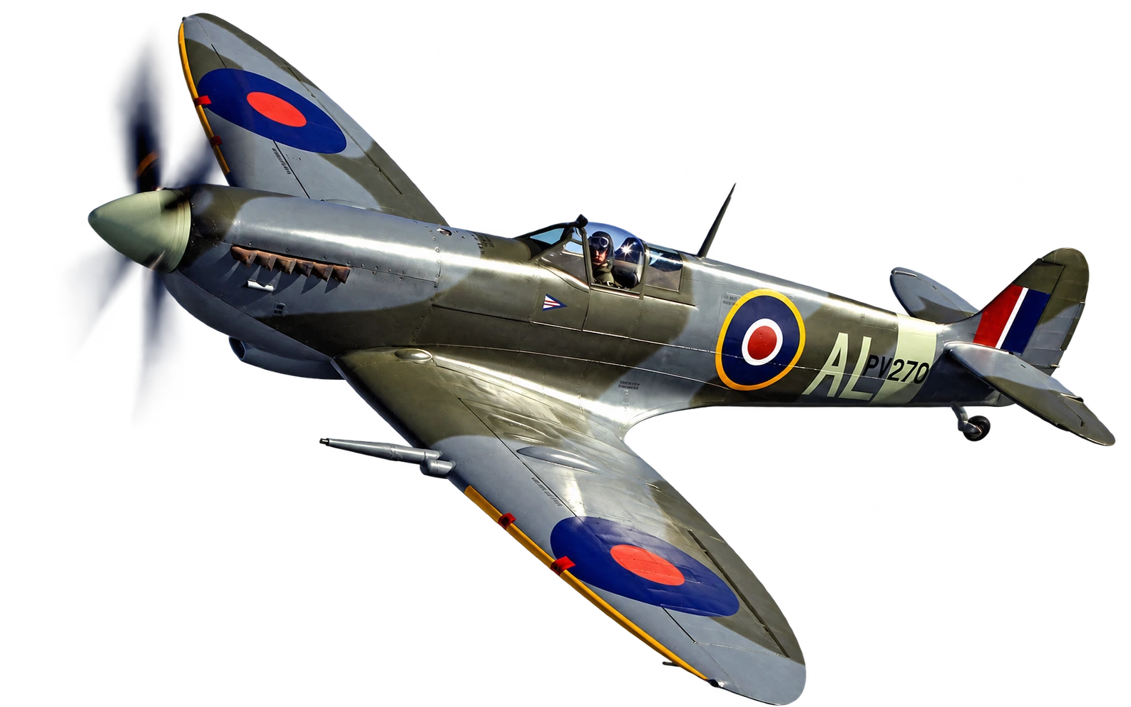 Spitfire con camuflaje verde oliva y tierra